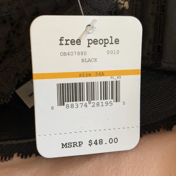 ‼️CLOSET CLOSING‼️NWT Free People 34A Love Letters Lace Bra - Black - Picture 7 of 7